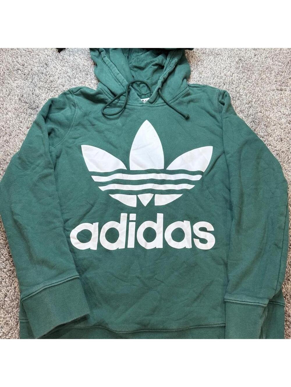 Adidas Green Hoodie with White Trefoil Logo